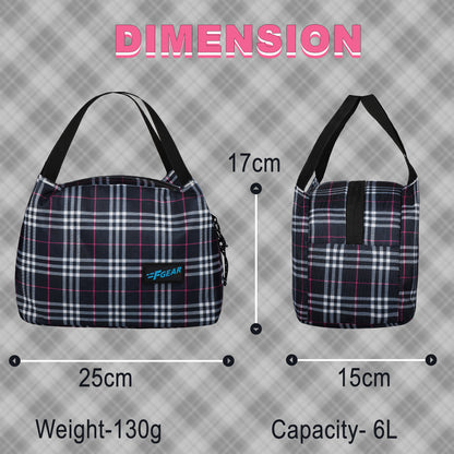 Tidbit 5.7L Black Pink Plaids Checks Lunch Bag