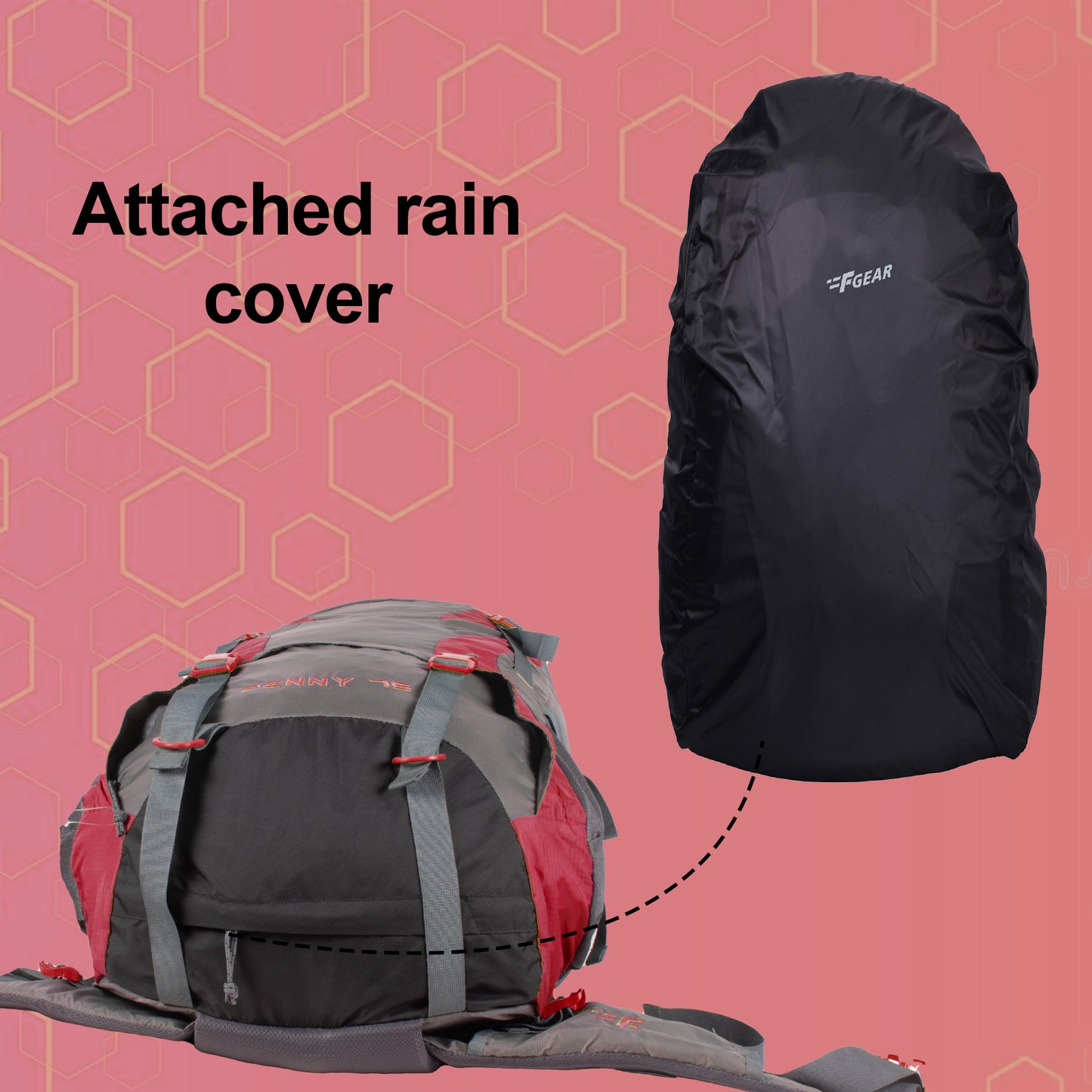 Penny 75L Red Gry Rucksack with Rain Cover