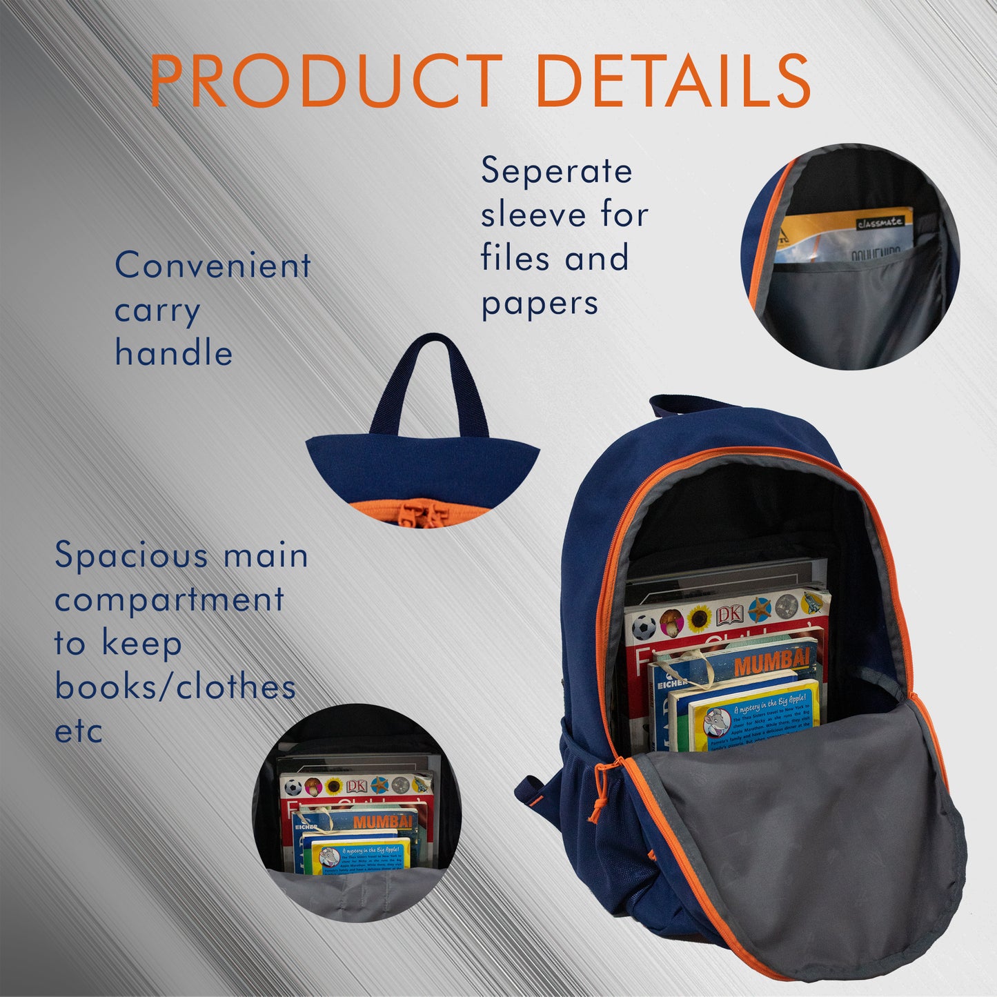 Frontier 25L Navy Orange Backpack