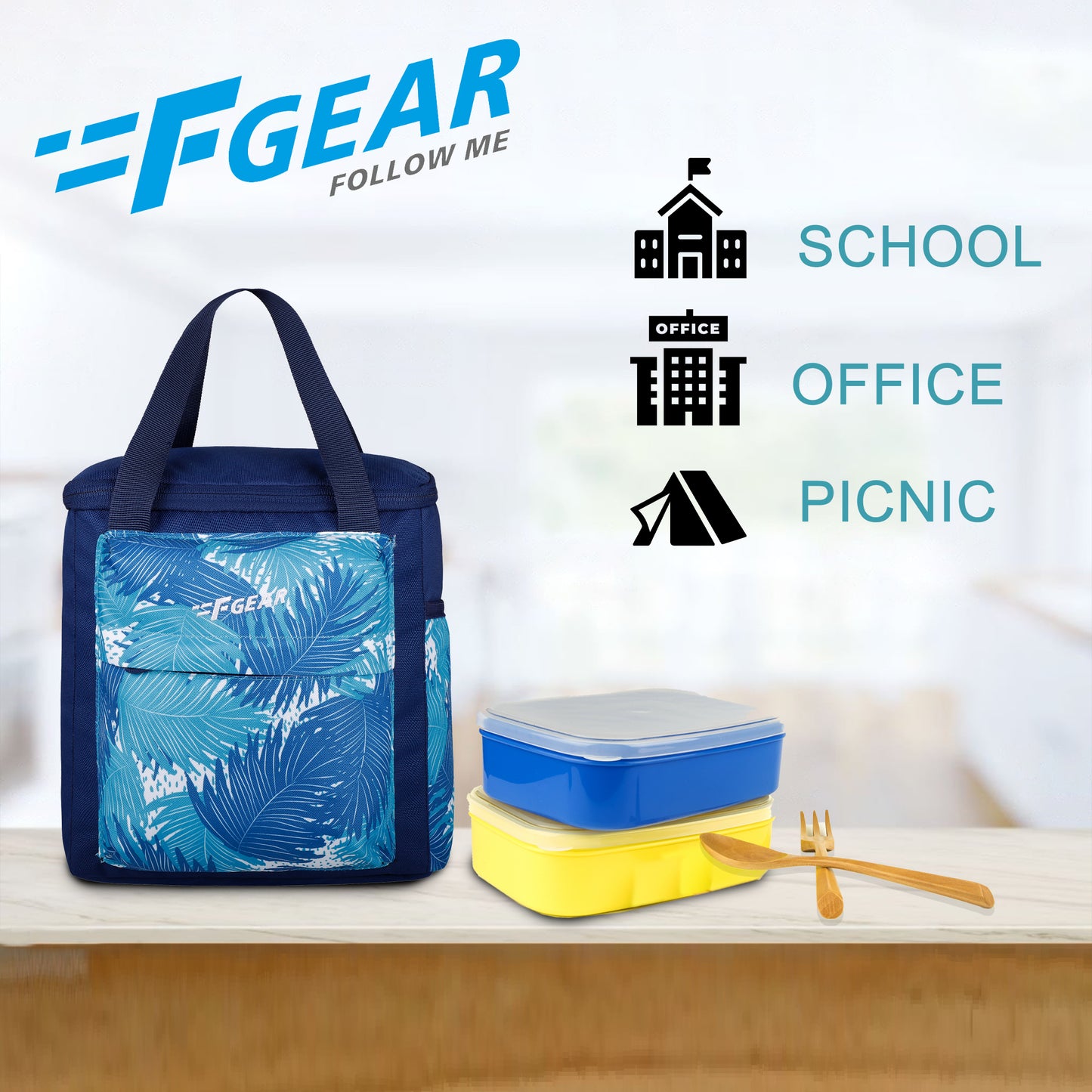 Hoover 7L Fern Aqua Blue Lunch Bag