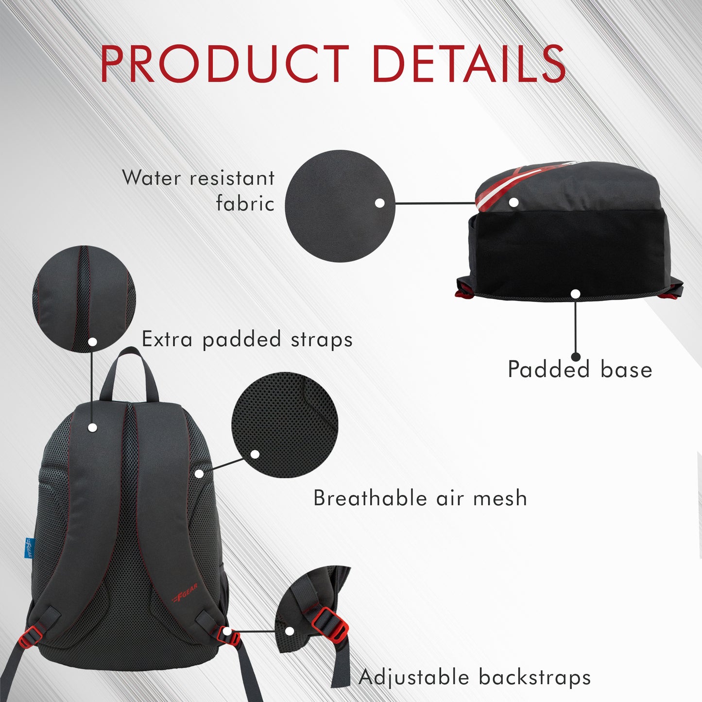 Frontier 25L Grey Red Backpack