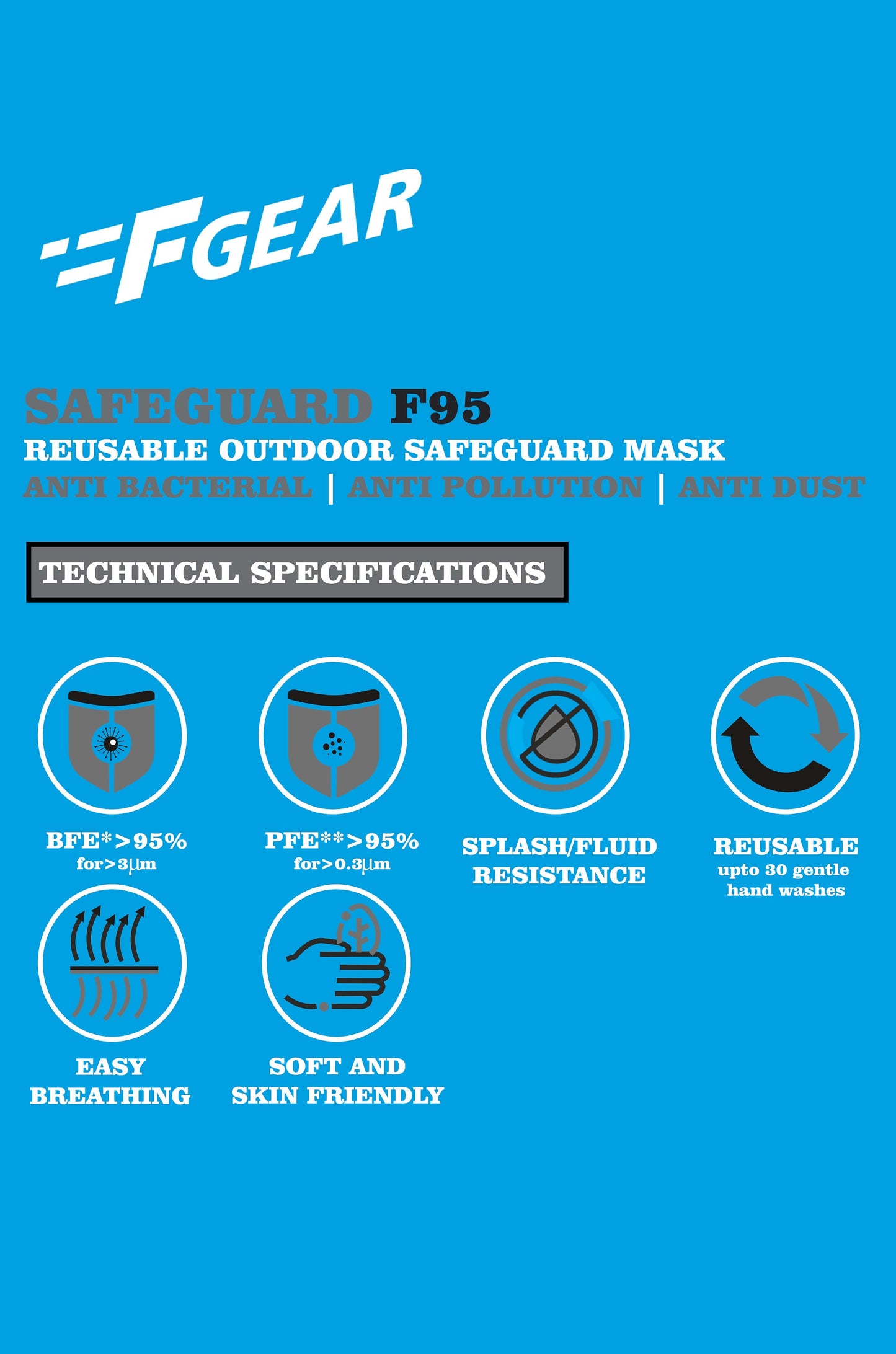F Gear Safeguard F95 Outdoor Mask (Pack of 7)