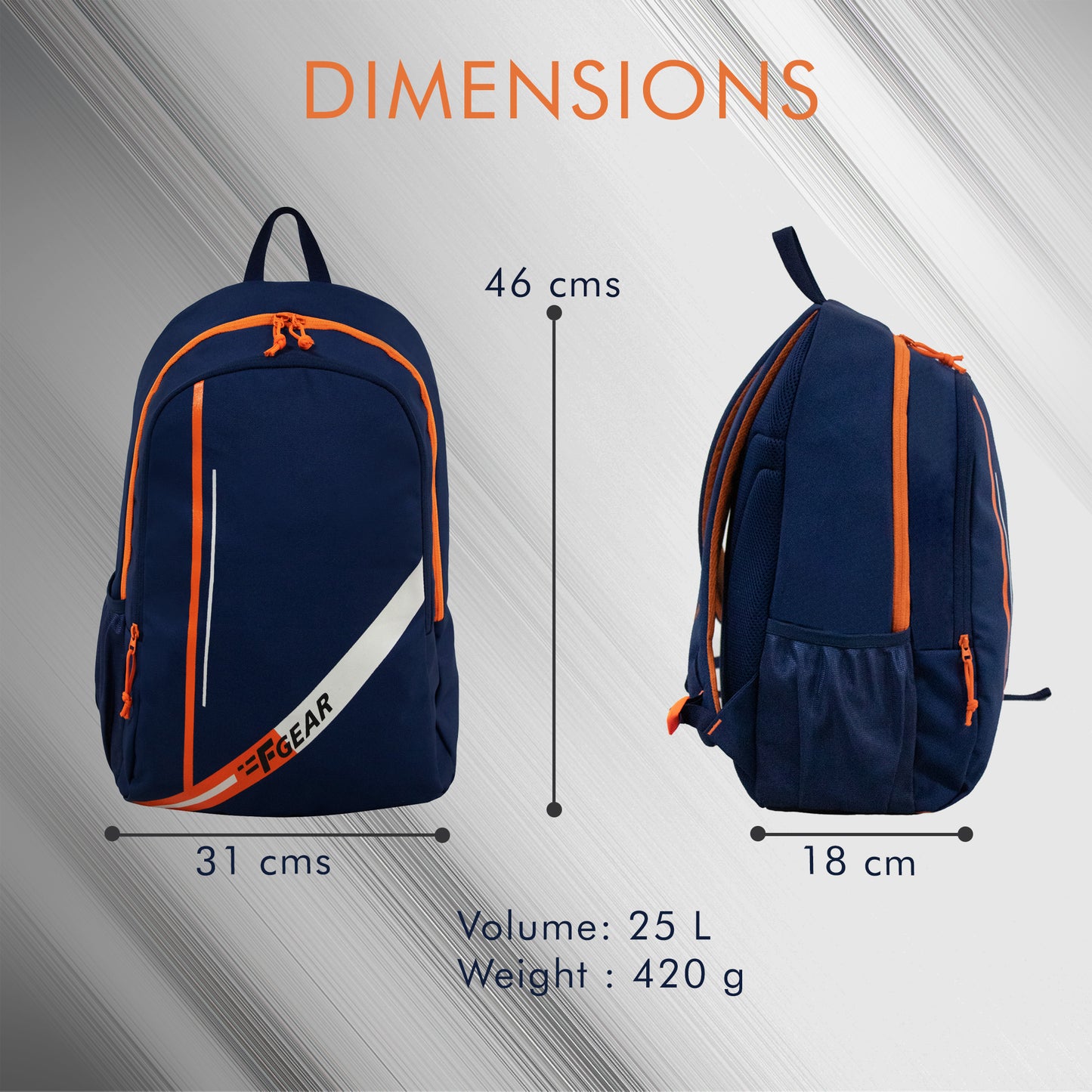 Frontier 25L Navy Orange Backpack