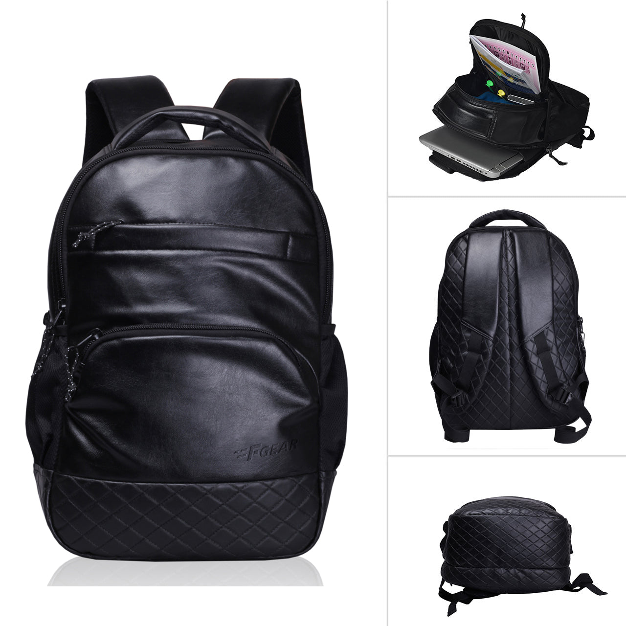 Gear VINTAGE2 ANTI THEFT FAUX LEATHER 28 L Laptop Backpack BLACK-BLACK -  Price in India